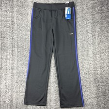 Reebok PlayDry Women's Large Black Athletic Pants Black Team Purple Stripe NEW