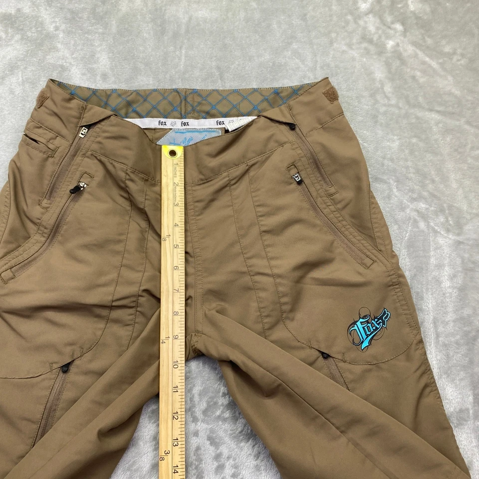 Fox Mujer Diva Corto Bronceado Cremallera Bolsillos Logo Rider Diseño Talla S Se Ajusta 29" Grunge Foto 2 de 4