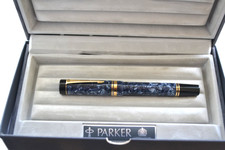 Parker Duofold Centennial fountain pen blue marble GT 18k fine nib