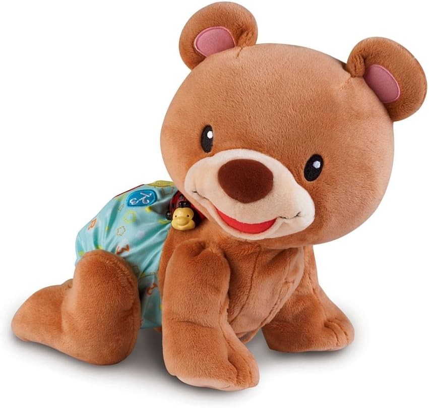 Ours brun en peluche VTech Ourson 123 suis-moi, cadeau idéal premier âge