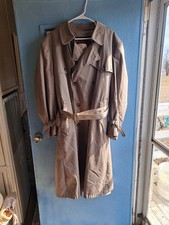 London Fog Men Light Brown Trench Coat 44 XL Faux Fur Lined Polyester Cotton 13