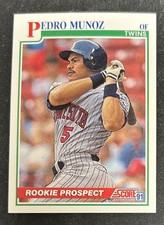 1991 Score Pedro Munoz Baseball Rookie Prospect Baseball Card 332 Twins OF VG OC. rookie card picture
