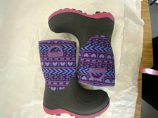 Kamik Bluster 2 Winter Boots Pink Purple Heart Stitched Pattern Neoprene Sz 5