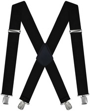 Heavy Duty Suspenders for Men - 2 Inch Wide Adjustable Elastic X-Back Suspend...
