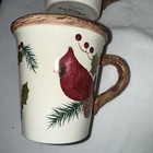 4 Sonoma Knollwood mugs/cups. Cardinal, chickadee — photo 2