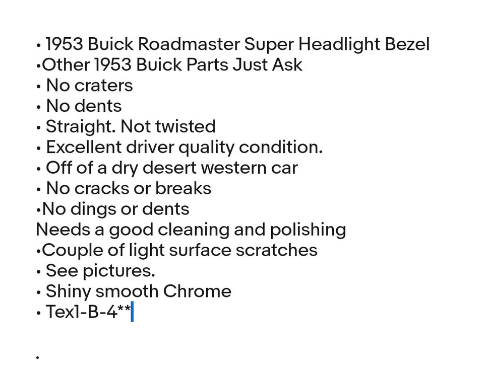 1953 年别克 Roadmaster 超级车头灯挡板 无凹痕 53 原始设备制造商 通用定制 — 第 2/4 张图片