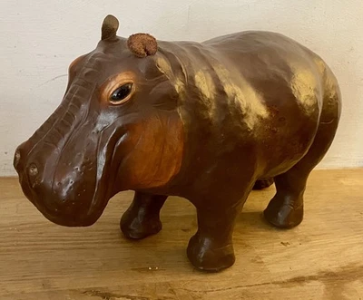 Vintage Liberty of London Style Leather Covered Hippo Figure - Image 1 of 4
