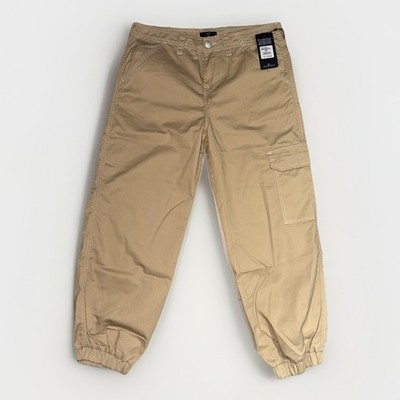 $199 True Religion Bobbi Baggy cargo Jogger Pants Beige Womens 31 Casual New NWT