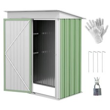 Image of 5'x3'x6' Metal Garden Shed Roofed Lean-to Shed for Tool Motor Bike, with Adjusta