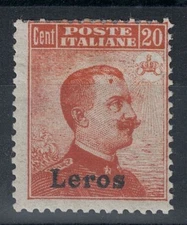 Aegean Lero 1922 20c Orange Filigree Crown MH*