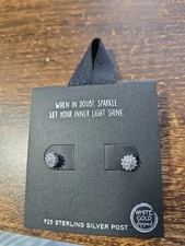 White Gold Dipped Round Cluster Stud Earrings 925 Sterling Silver Post