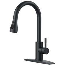 Elegant Black Kitchen Faucet with Pull Down Sprayer - 360 Swivel  Easy Install