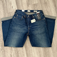 NWT Levi's 501 90s Selvedge Women's Blue Dark Wash Straight Jeans 5-Pocket