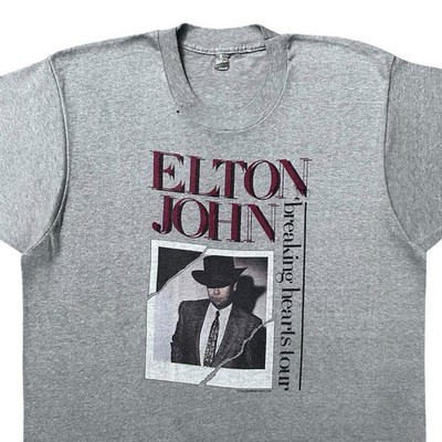 Vtg 80s 1984 Elton John Breaking Hearts Tour T-Shirt Sz XL Everybody s Restless