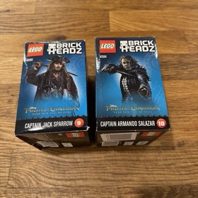 2 PIRATES CARIBBEAN - Lego BRICK HEADZ Lot - CAPTAIN SPARROW 41593 Salazar 41594