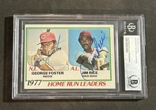 GEORGE FOSTER & JIM RICE 1978 TOPPS LEADERS SIGNED AUTOGRAPHED CARD BAS SLABBED