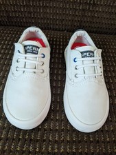 Sperry Top-sider Girls Size 10 White Washable Hook and loop Tennis Shoes.