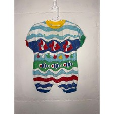 Vintage Infant Fish Romper Bubble Back Front Size 12 Months