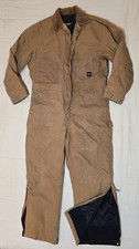 Walls Workwear Insulated Coveralls Mens L Brown Duck Canvas Full Zip Work Suit