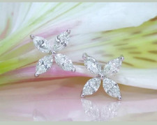 2Ct Marquise Lab-Created Diamond Womens Stud Earring 14K White Gold Plated