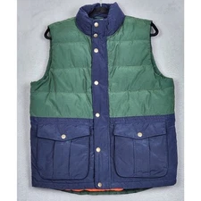 GAP Puffer Vest Mens Medium Green Blue Quilted Full Zip Primaloft Heavyweight
