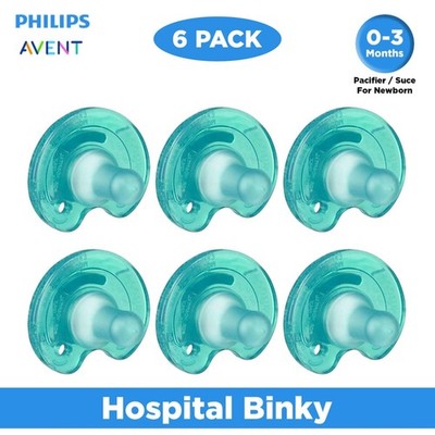 Philips Notched Newborn NICU Soothie Pacifier, Green, 0-3 Months, Hospital Binky