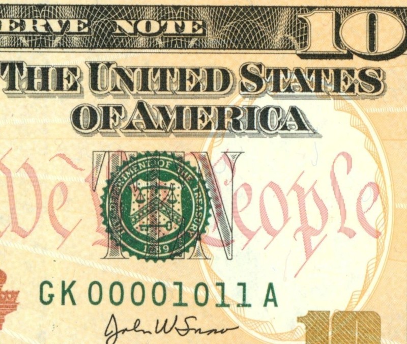 ((TRUE BINARY - 4 DIGIT)) $10 2004 (00001011) FANCY SERIAL # (1st of 2 Matching)