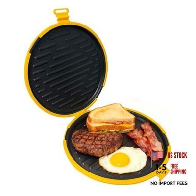 9.5'' Microwave Grill Pan & Crisper Tray - 5-in-1 Nonstick Sandwich Orange