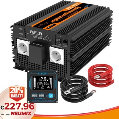 EDECOA 3500W/7000W Reiner Sinus Spannungswandler Wechselrichter 12V 230V Wandler