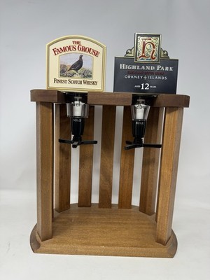 FAMOUS GROUSE HIGHLAND PARK WOODEN DOUBLE FAUCET WHISKEY BAR OPTIC DISPLAY VHTF