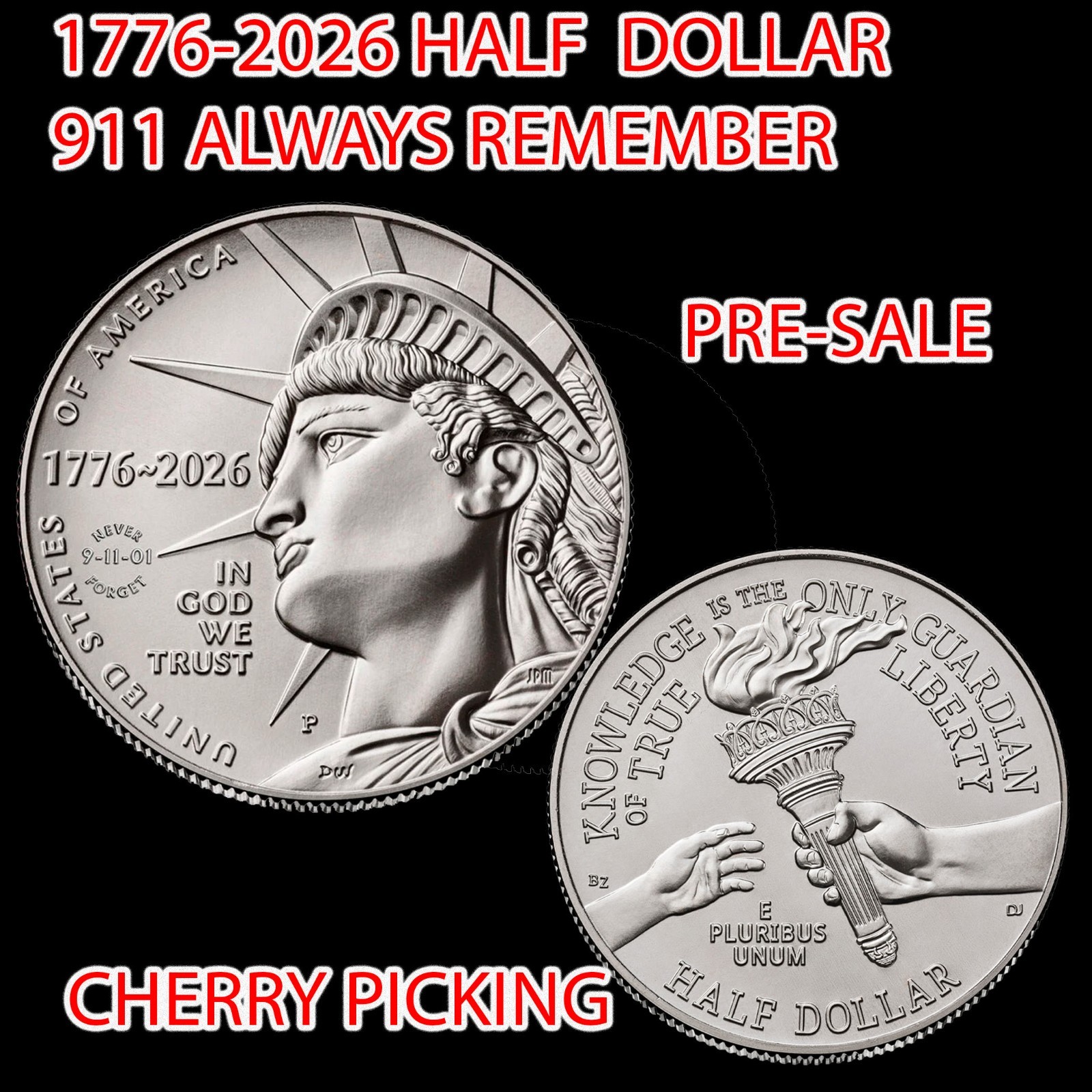 1776 2026 P LIBERTY HALF DOLLAR  "Never Forget " 9/11/2001 PRIVY⭐PRE-SALE⭐