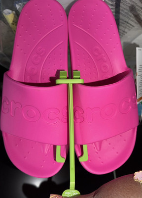 Crocs Pink Slide Sandals Unisex US 9 EU 42-43 UK 8-9 Slip On Logo