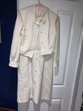Vintage Handmade Dress & Waistcoat In Ivory Measurements On Photos