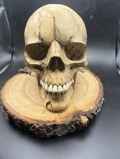 hand carved wooden skull 6Inc High 4 1/2Width