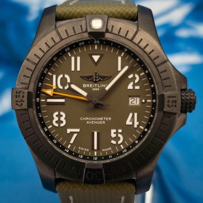 2024 Breitling Avenger LE Chrono 45 Night Mission Khaki Green DLC Titanium B&P