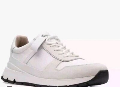 Clarks Movelite Lace Herren Weiß Leder/Textil Turnschuhe Uk Größe 7 G EUR 41.