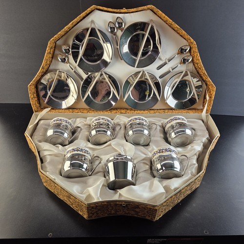 Vintage PRAN INOX 18/8 Demitasse Espresso Coffee Set Excelsior Tricolan