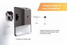 25Watt Outdoor Emergency Wall Pack Light With 90Min Emergency Battery Back-Up