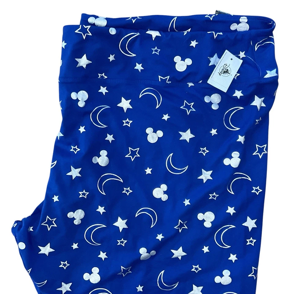 Leggings Disney 7/8 comprimento no tornozelo azul prata Mickey Mouse lua e estrelas feminina 3X - Imagem 2 de 2