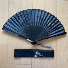 Folding Sensu Fan bag Maisendo black rose edge lace