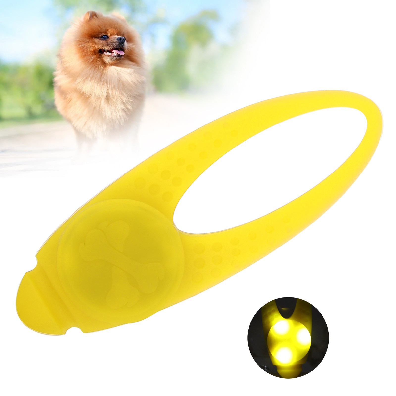 Pet Safety Night Walking Light Dog Collar Light Silicone 3.1 X 1.0in✈
