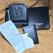 Saint Laurent Black Zip-Around Wallet Women's Folding Credit Card Zipper