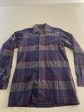 VTG 1980's Pierre Cardin Plaid LONG SLEEVE SHIRT Small S 15 x 33/34