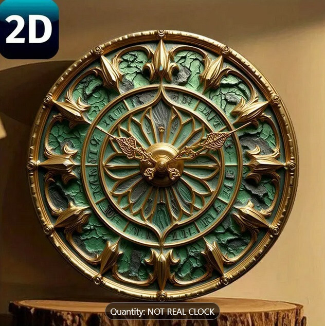 Pair Decorative Wall Plaques Green 'Clock' (Not a Real Clock) New! Aluminum Set