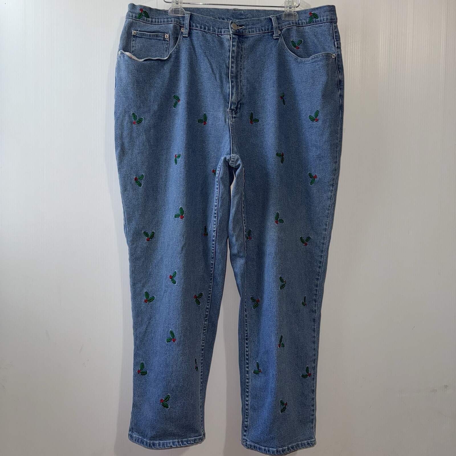 Vintage Quaker Women’s High-Rise Cherry Embroidery Jeans Size 24W