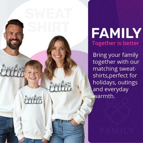 Family Bunny Pots Happy Easter Sweatshirt Jumper Festival Holiday Party #ED - Picture 5 of 27