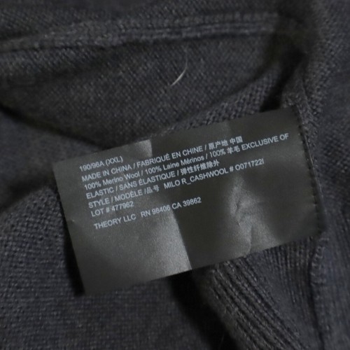 Theory Milo Cardigan Cashwool Merino Sweater Charcoal Men's 2XL - Picture 7 of 7