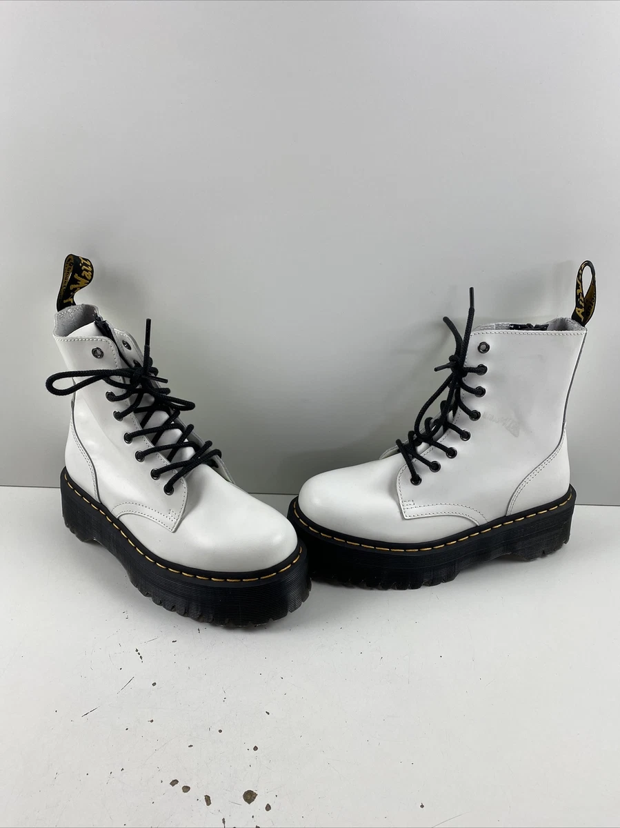 Jadon Boot Smooth Leather Platforms in White