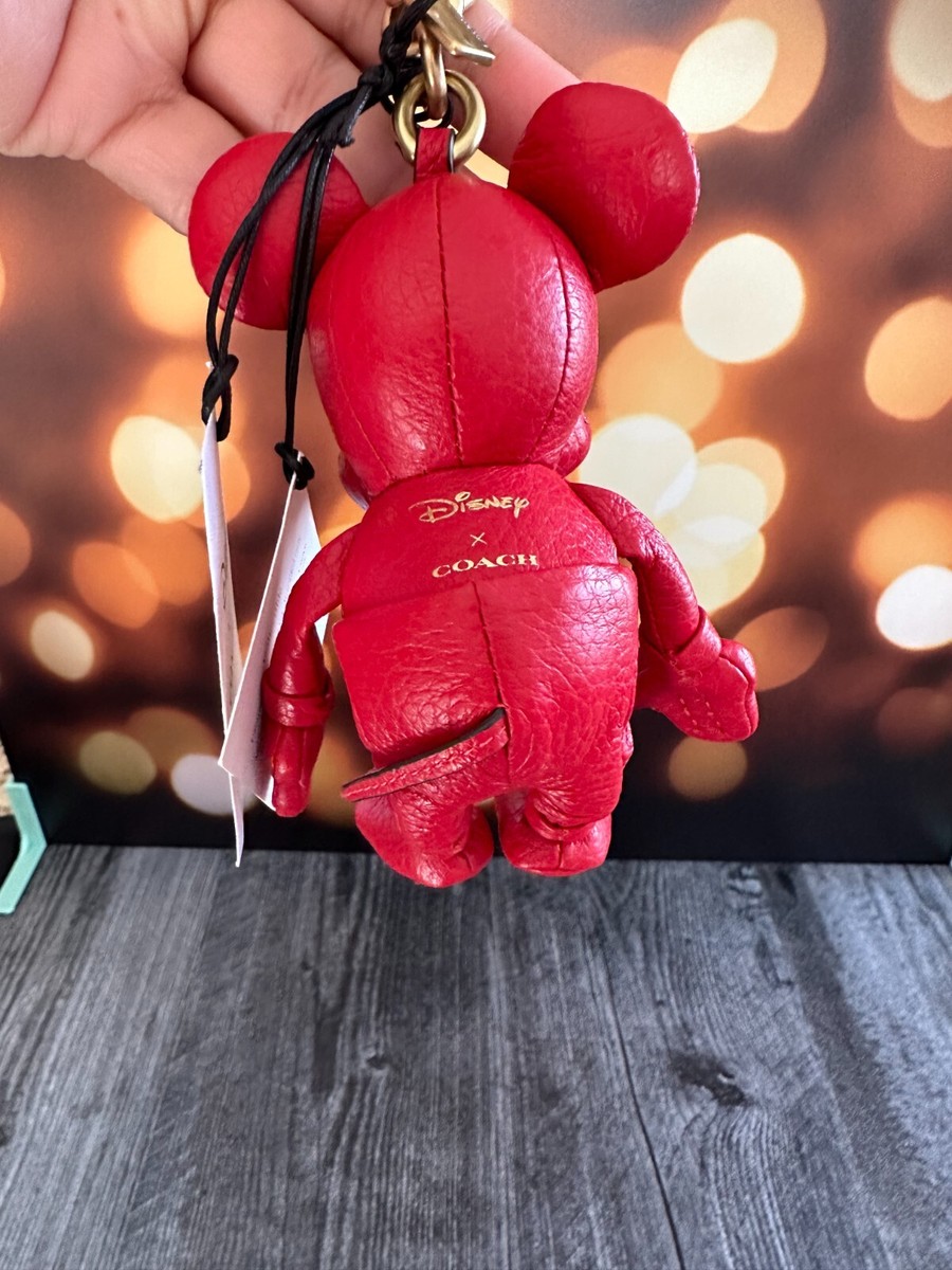 Disney X Coach Red Leather Mickey Mouse Collectible Bag Charm Key