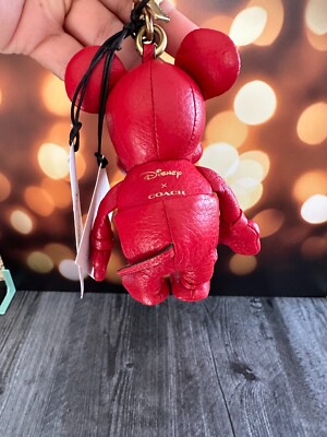 Disney X Coach Red Leather Mickey Mouse Collectible Bag Charm Key